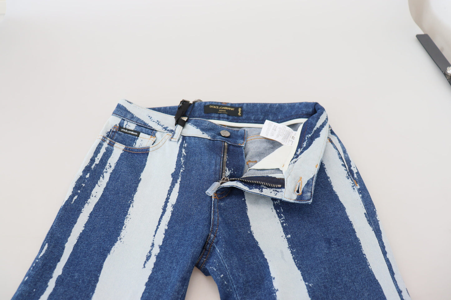 Dolce &amp; Gabbana Smooth Striped Slim Fit Italian Jeans