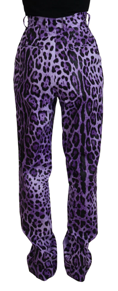 Dolce &amp; Gabbana Elegant straight purple trousers with high waist