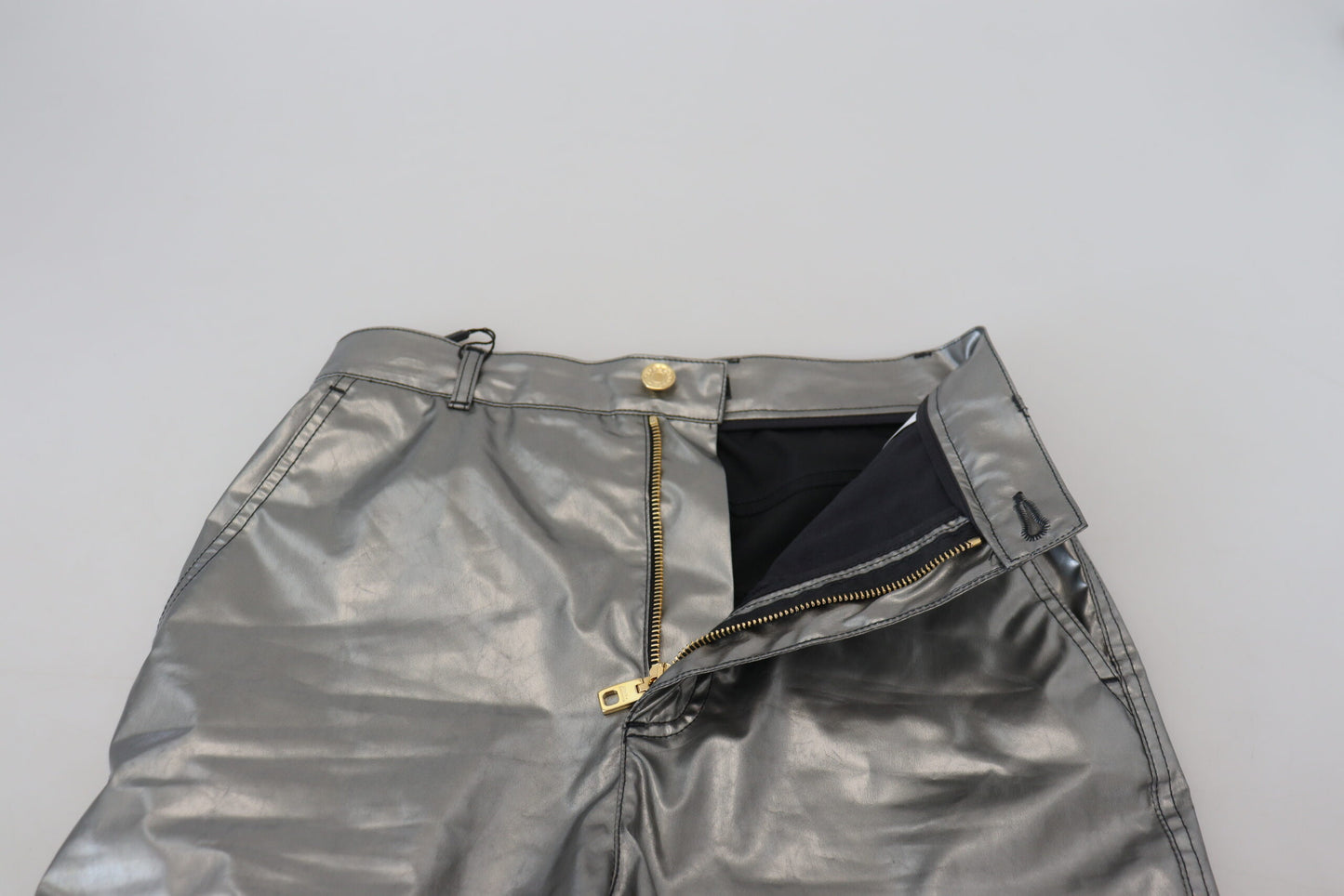 Dolce &amp; Gabbana Elegant High Waist Skinny Pants in Silver