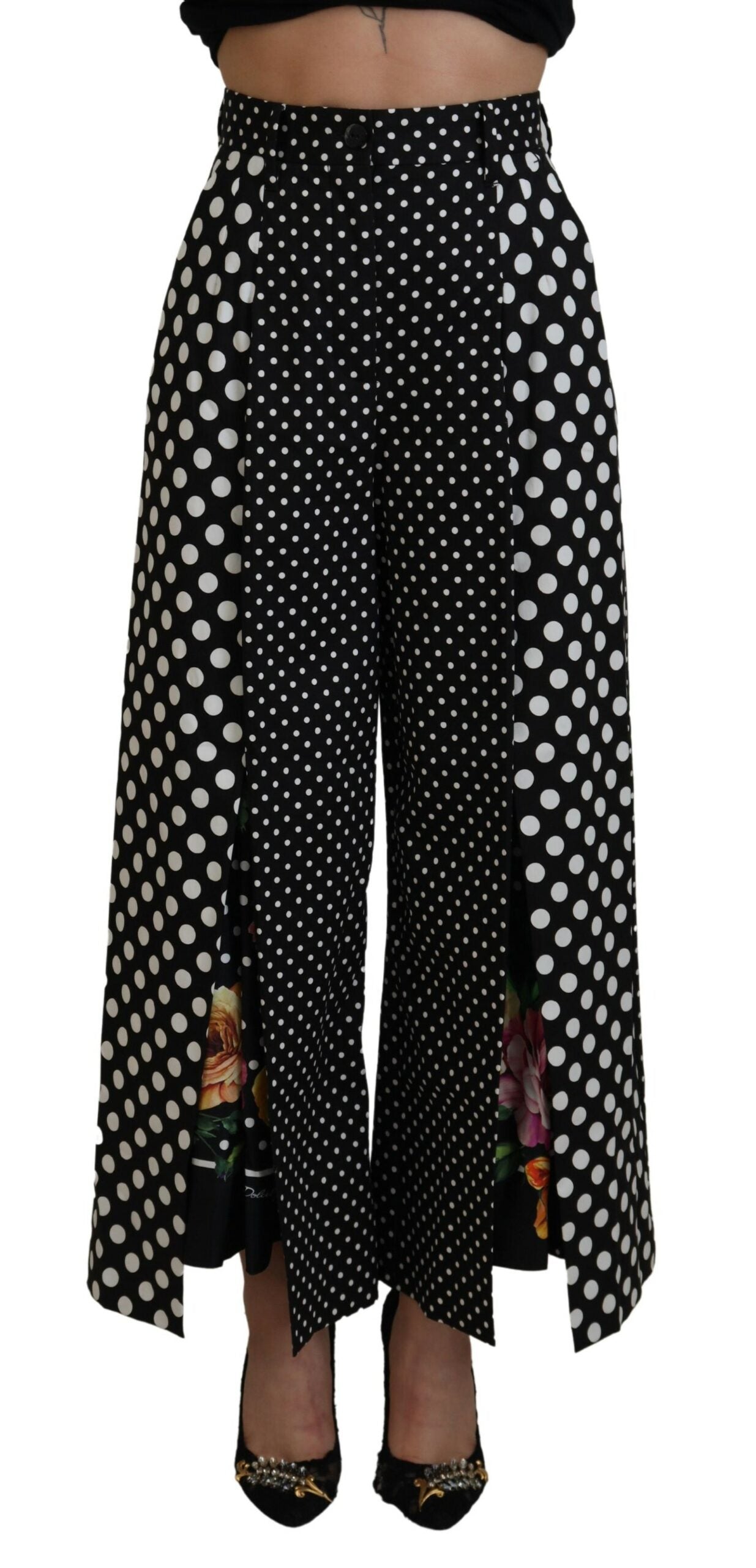 Dolce &amp; Gabbana Elegant Polka Dot High Waisted Pants