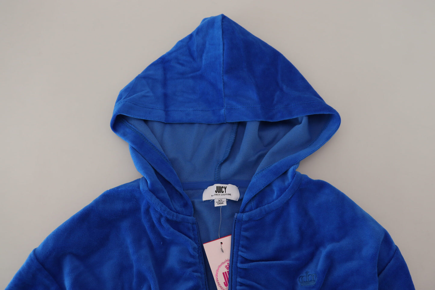 Juicy Couture Blaues Sweatshirt mit Kapuze und Reißverschluss aus Baumwolle
