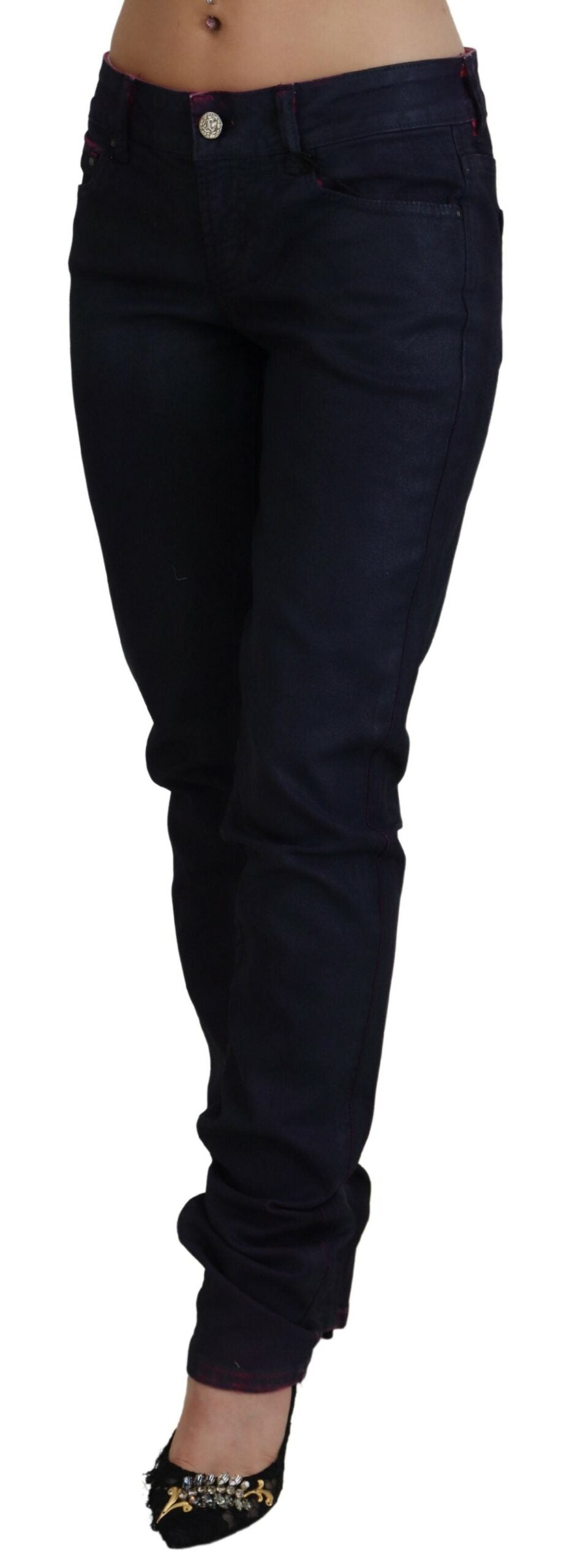 Just Cavalli Slim Black Low Waist Denim Pants