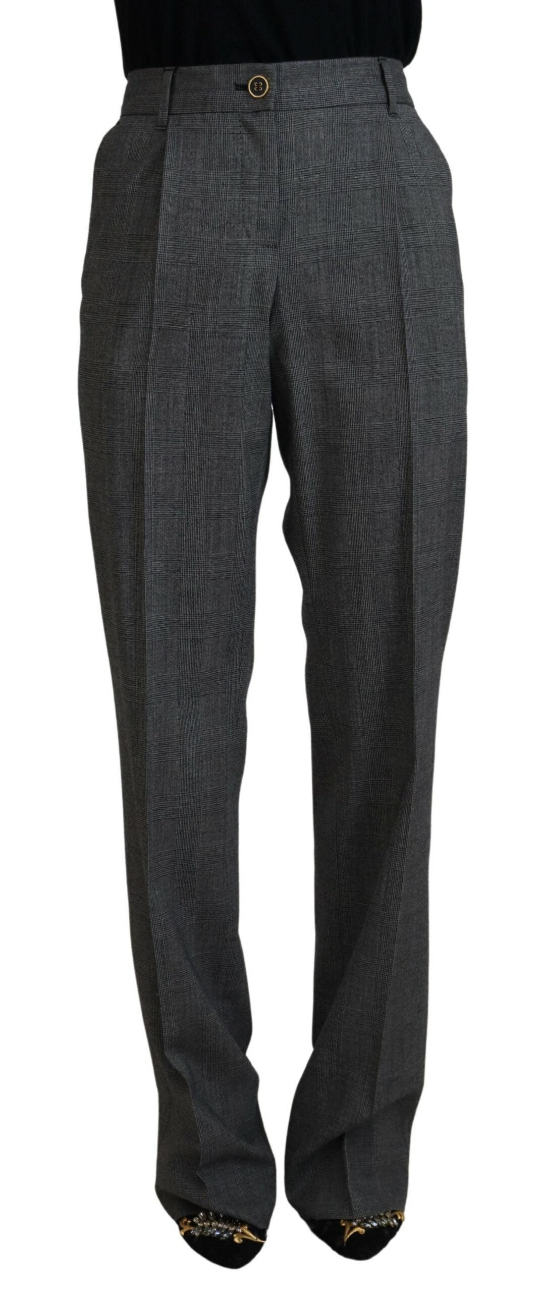 Dolce &amp; Gabbana High-Waisted Checked Wool Pants
