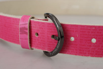 John Galliano Rosa Leder Brief Logo Runde Schnalle Taille Gürtel