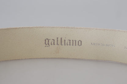 John Galliano Rosa Leder Brief Logo Runde Schnalle Taille Gürtel