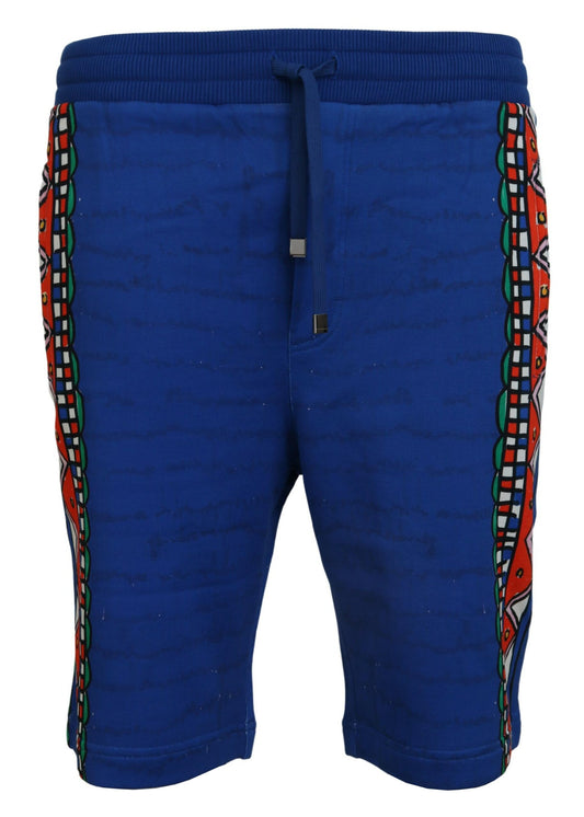 Dolce & Gabbana Bedruckte Bermudashorts aus blauer Baumwolle