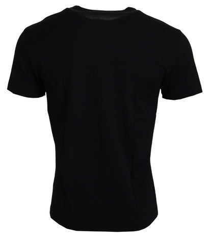 Dolce & Gabbana Schwarzes Sneak Peek Baumwoll-T-Shirt mit kurzen Ärmeln