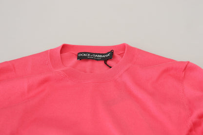 Dolce & Gabbana Rosa Seidenpullover mit Rundhalsausschnitt