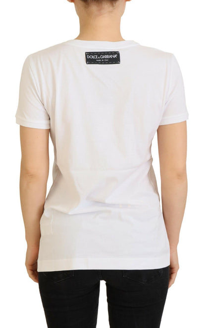 Dolce & Gabbana T-Shirt Top Weiß Strukturiert Kurzarm