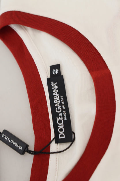 Dolce & Gabbana Weißes bedrucktes Pullover-Top mit kurzen Ärmeln
