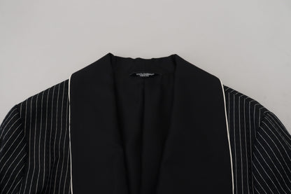 Dolce & Gabbana Schwarze Robe Gestreifte DG Patch Jacke Männer Blazer