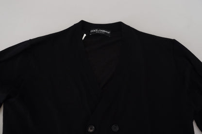 Dolce & Gabbana Schwarzer Kaschmir-Strickpullover mit Knopfleiste