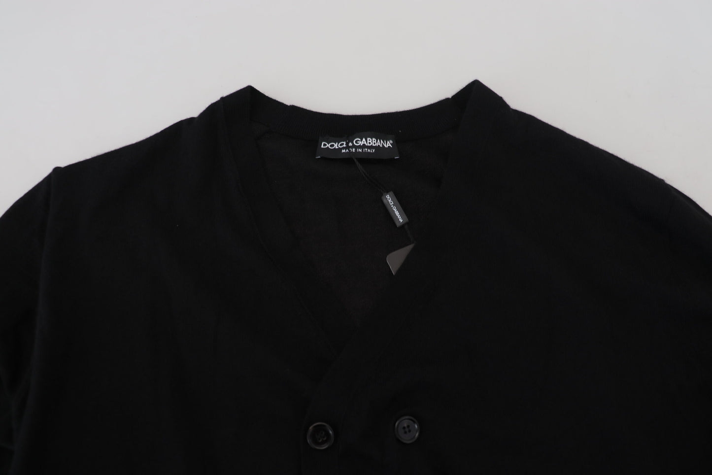 Dolce & Gabbana Schwarzer Kaschmir-Strickpullover mit Knopfleiste