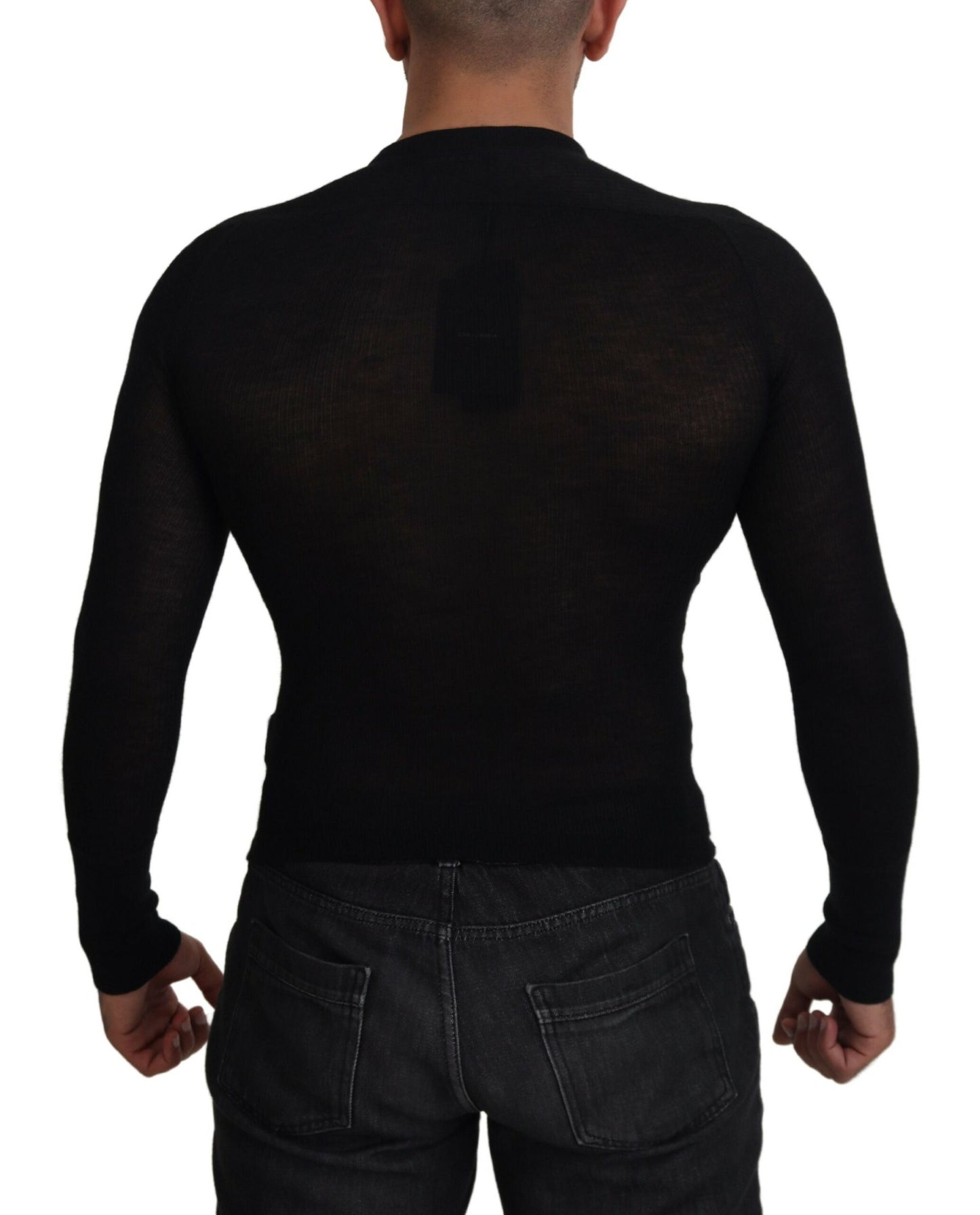 Dolce & Gabbana Schwarzer Kaschmir-Knopf-Pullover