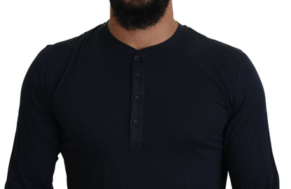 Dolce & Gabbana Blauer Baumwoll-Pullover mit Rundhalsausschnitt