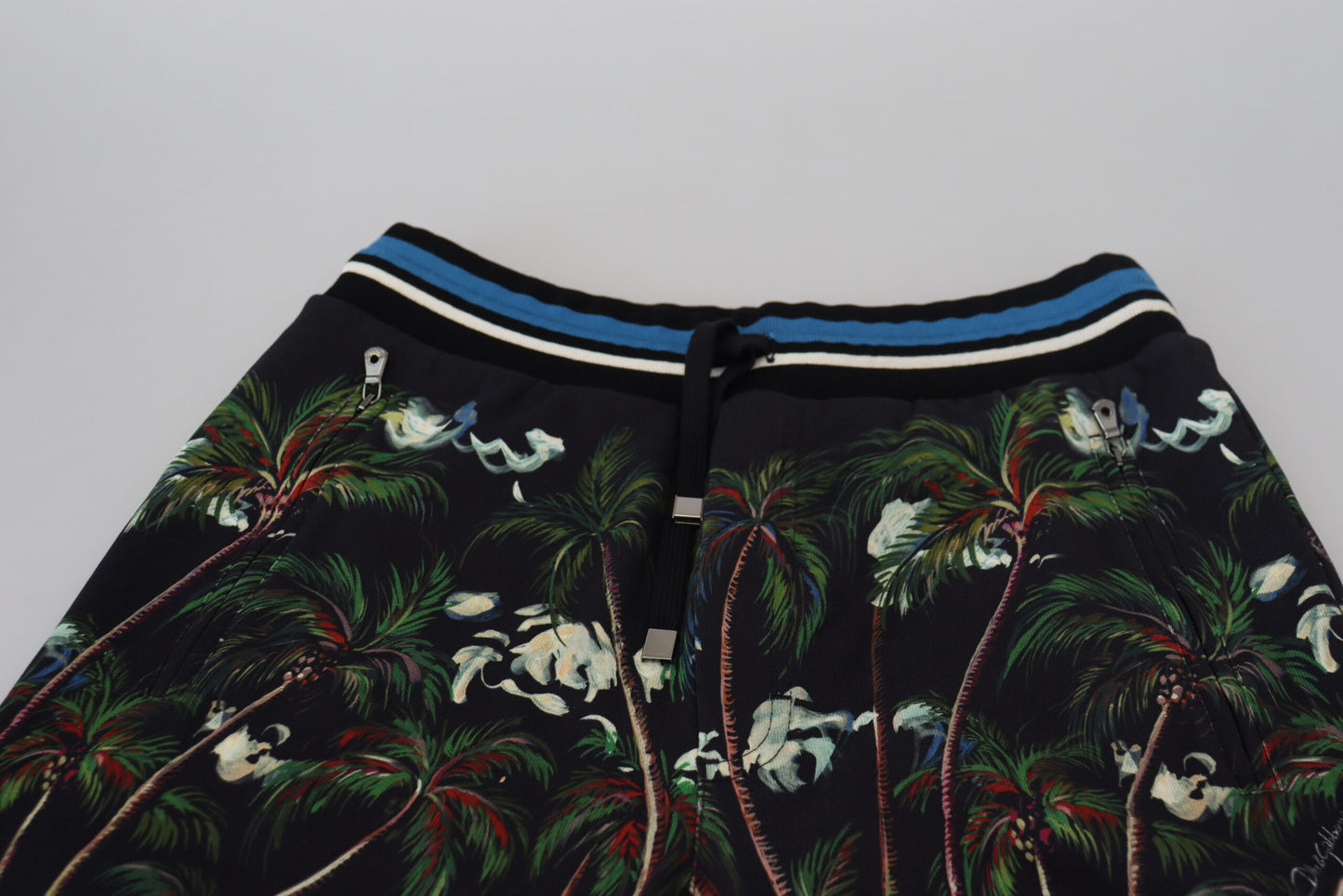 Dolce & Gabbana Schwarze Baumwoll-Shorts mit Vulkandruck