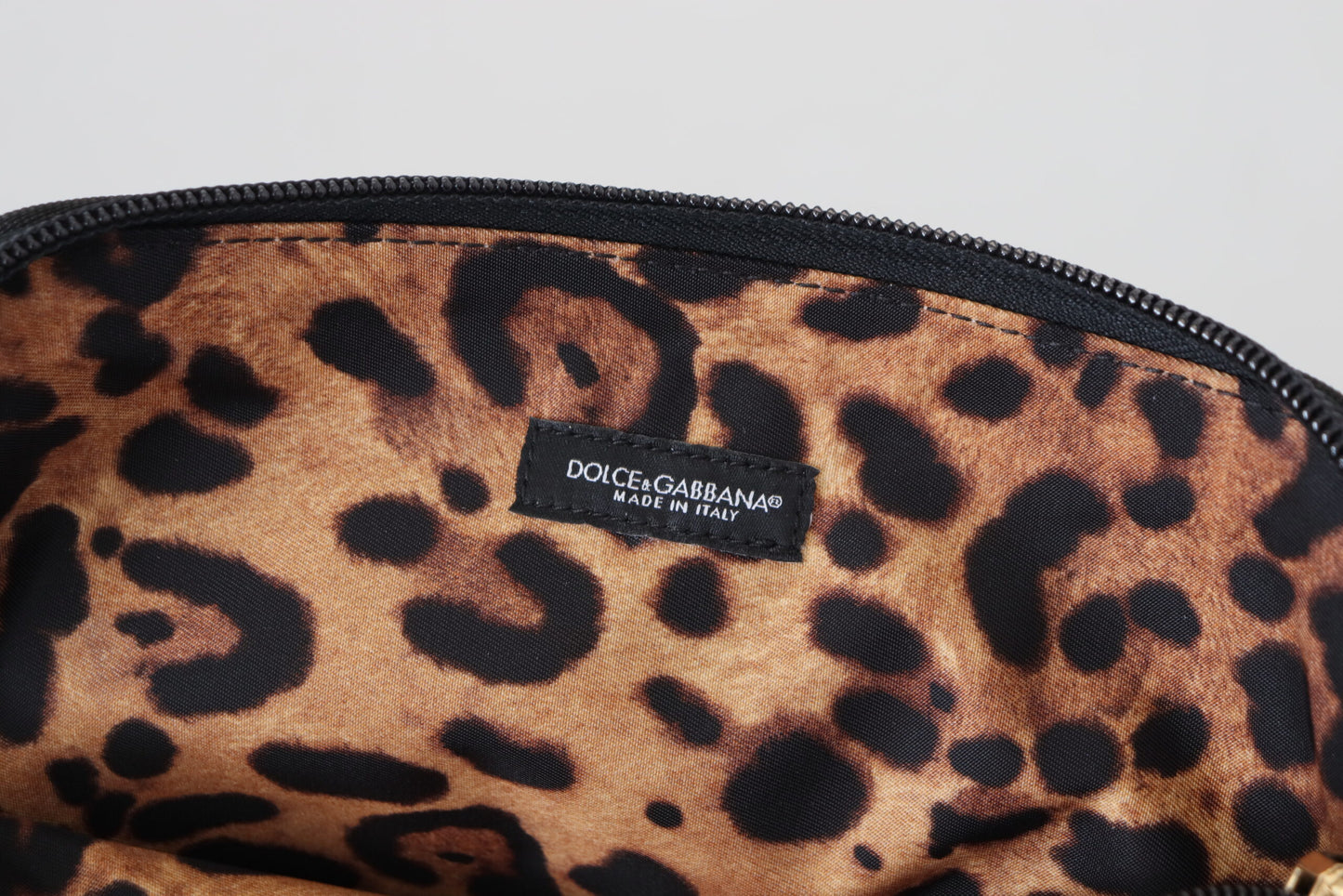 Dolce & Gabbana Handtäschchen mit blauem Logodruck und Leopardenmuster Toilettenbeutel