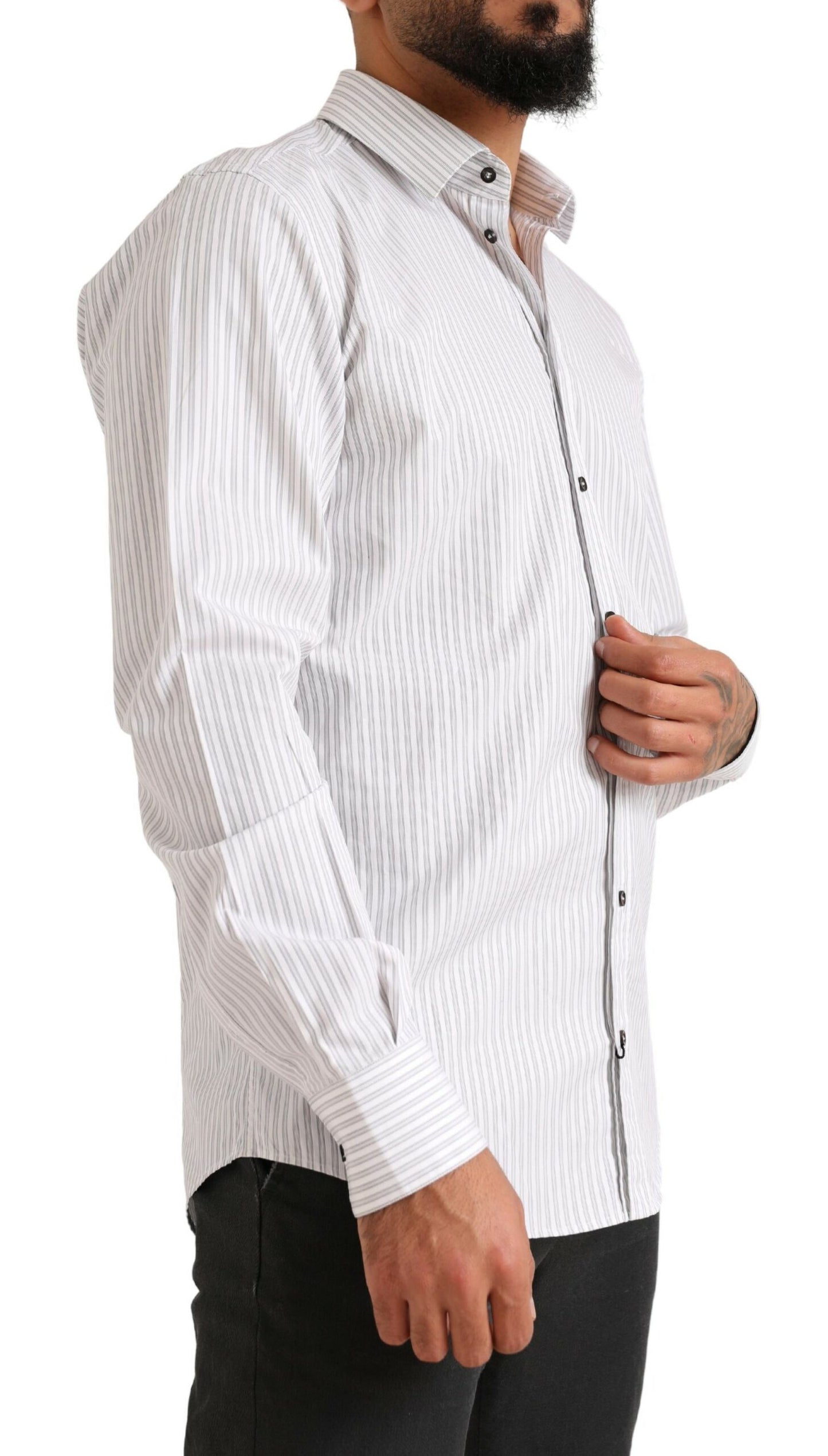 Dolce & Gabbana Weißes MARTINI Baumwollstreifenhemd Formales Hemd
