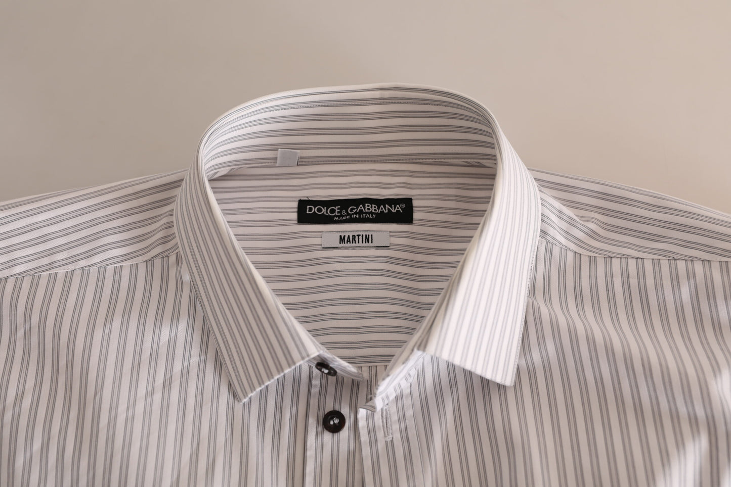 Dolce & Gabbana Weißes MARTINI Baumwollstreifenhemd Formales Hemd