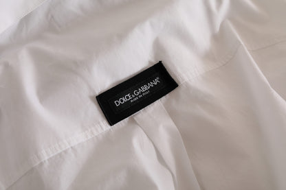 Dolce & Gabbana Weißes Logo-Baumwollhemd mit langen Ärmeln