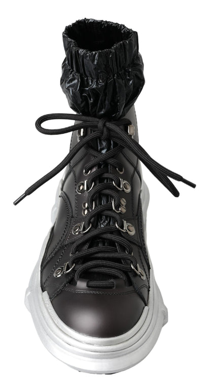 Dolce & Gabbana Schwarz Nylon Galileo High Top Turnschuhe Schuhe