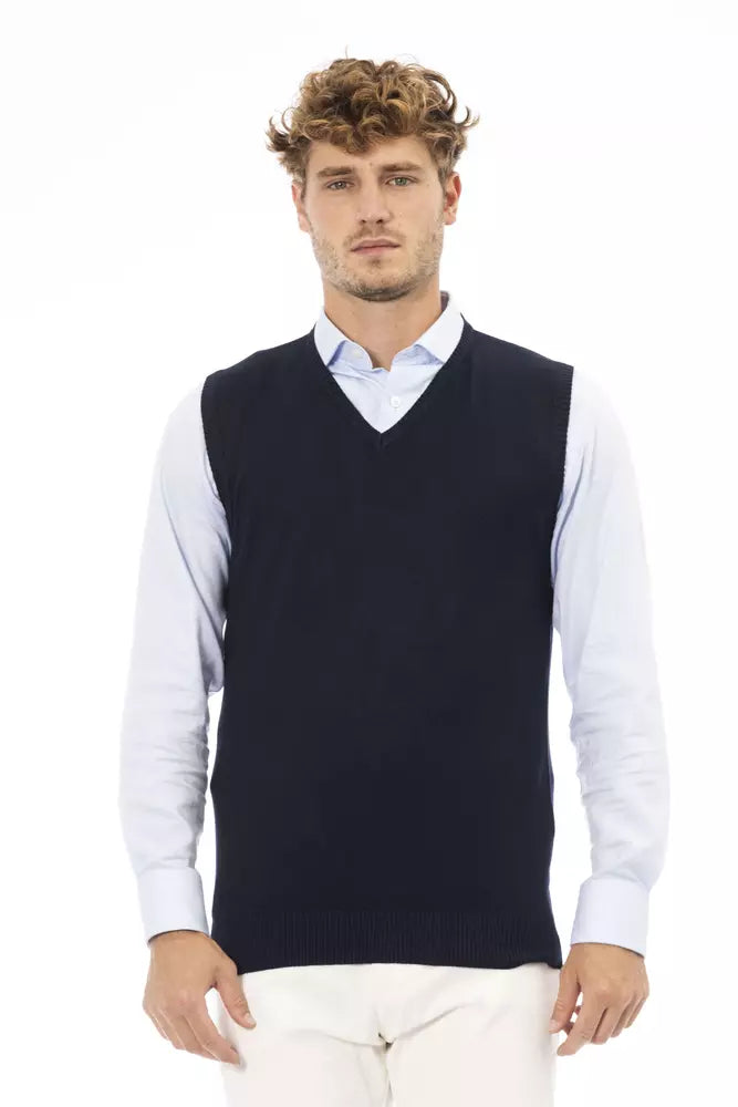 Alpha Studio Blaue Viskose Herren Jacke