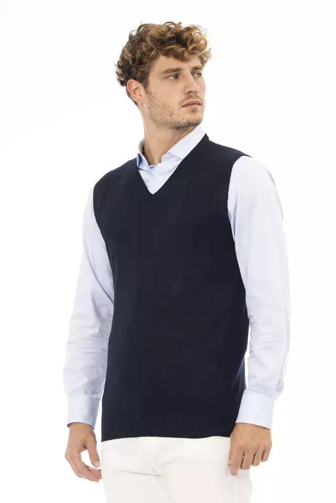 Alpha Studio Blaue Viskose Herren Jacke