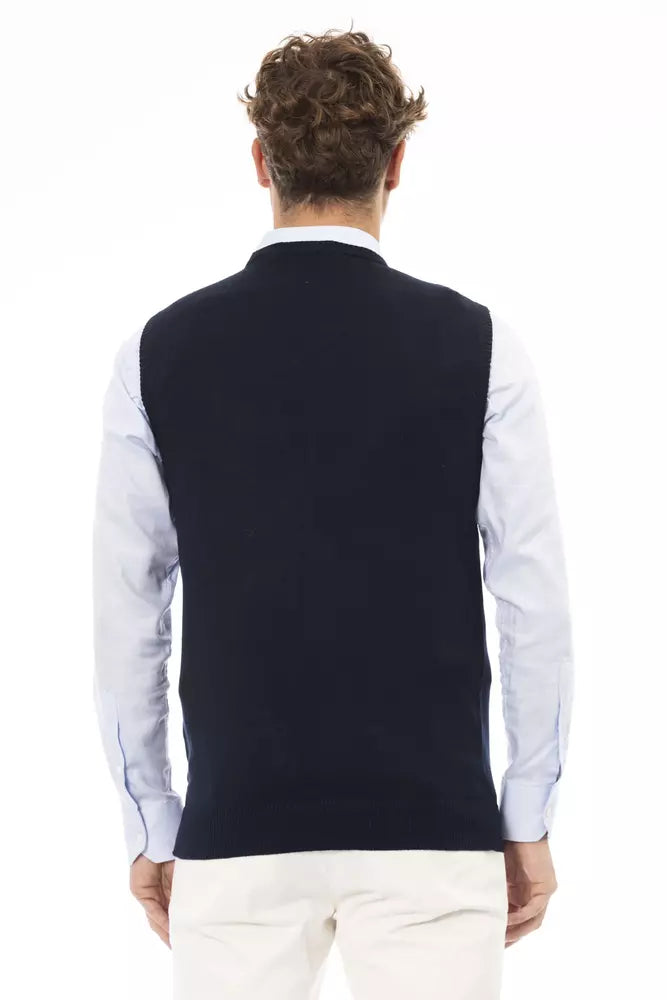 Alpha Studio Blaue Viskose Herren Jacke