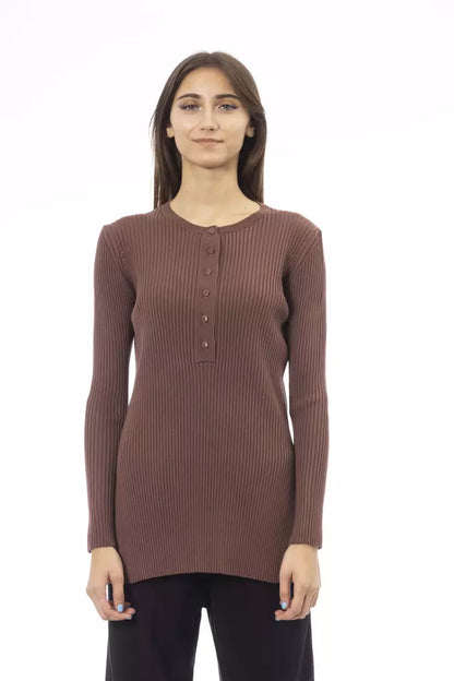 Alpha Studio Brauner Viskose Pullover für Frauen