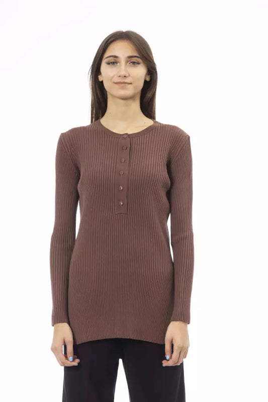 Alpha Studio Brauner Viskose Pullover für Frauen