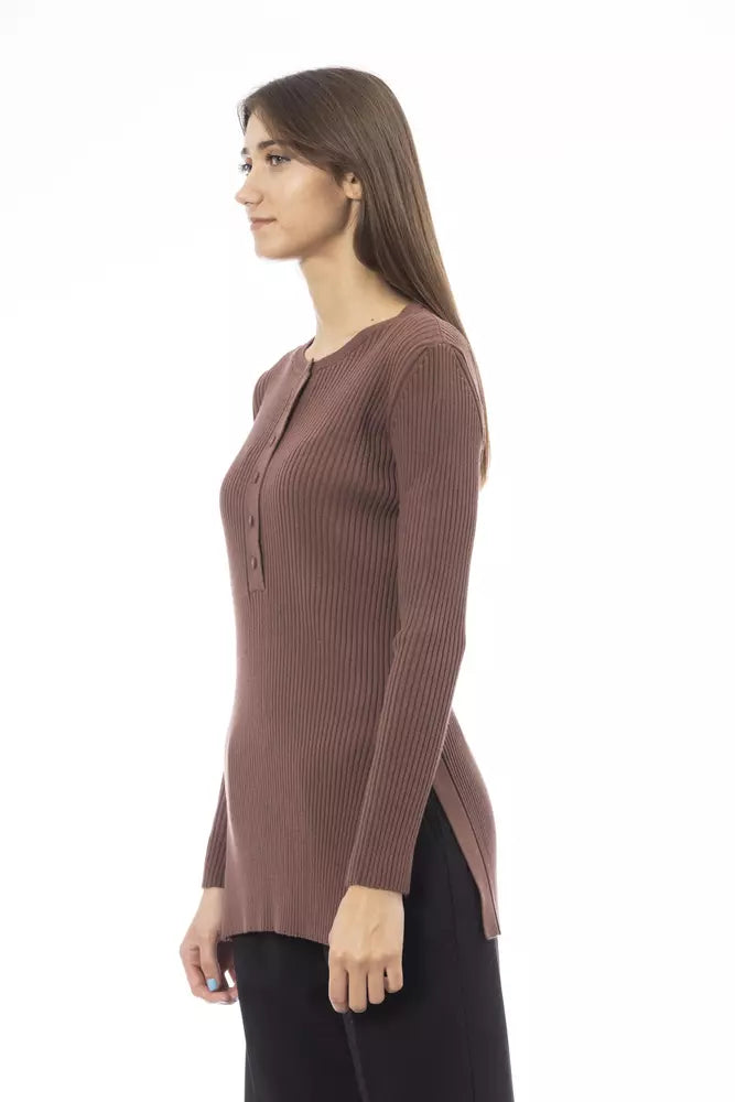 Alpha Studio Brauner Viskose Pullover für Frauen