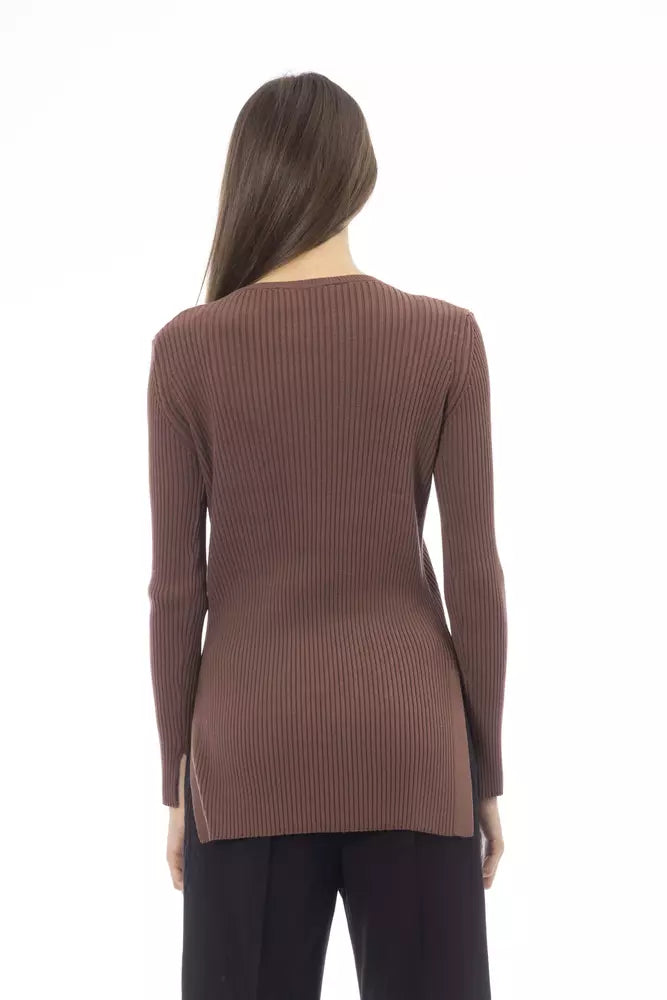 Alpha Studio Brauner Viskose Pullover für Frauen