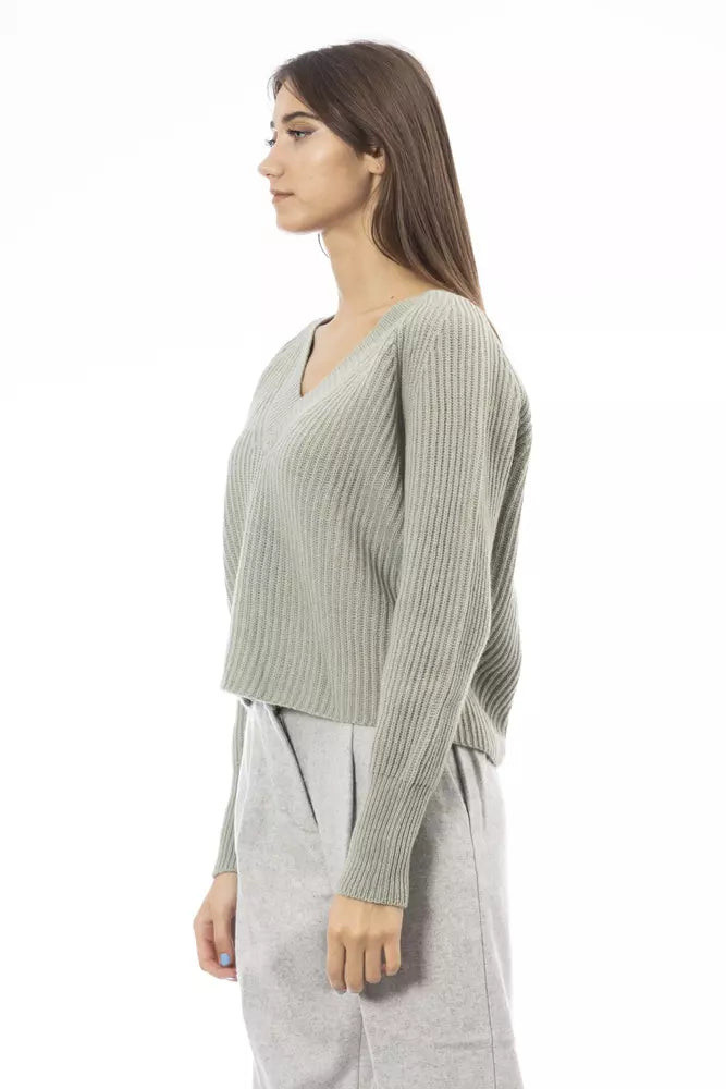 Alpha Studio Grüner Pullover aus Wolle für Frauen