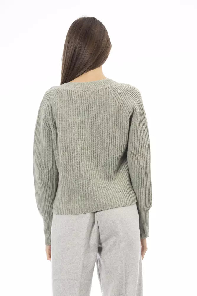 Alpha Studio Grüner Pullover aus Wolle für Frauen