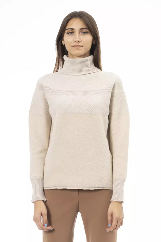 Alpha Studio Beigefarbener Pullover aus Wolle für Frauen
