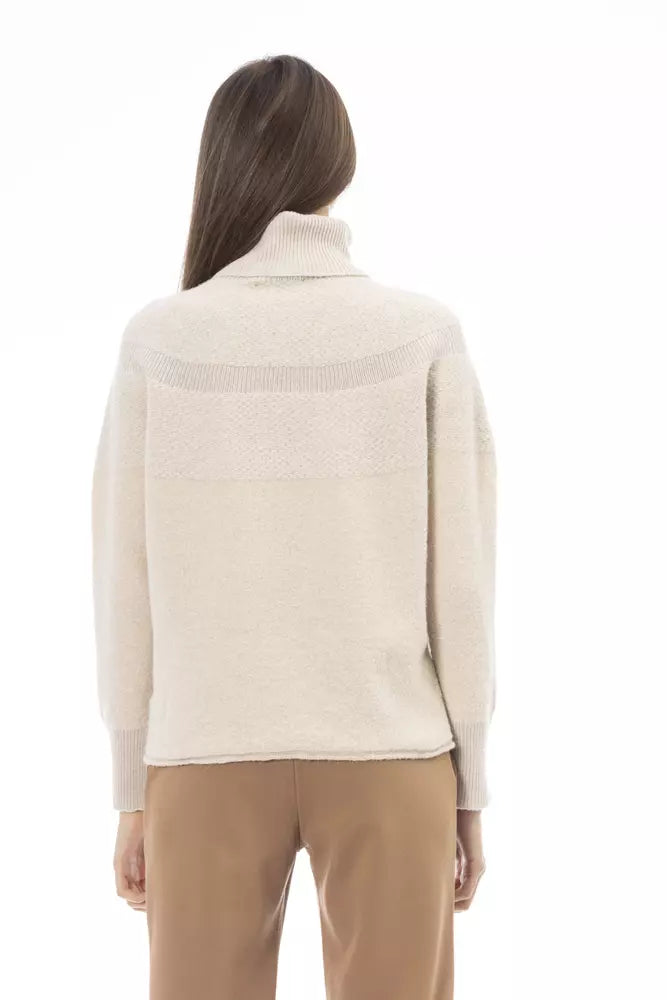 Alpha Studio Beigefarbener Pullover aus Wolle für Frauen