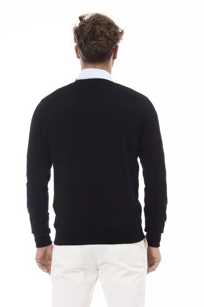 Alpha Studio Schwarzer Pullover aus Wolle für Männer