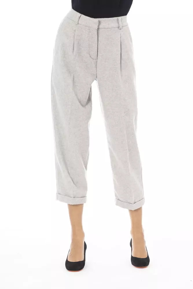 Alpha Studio Graue Wolle Frauen Hose