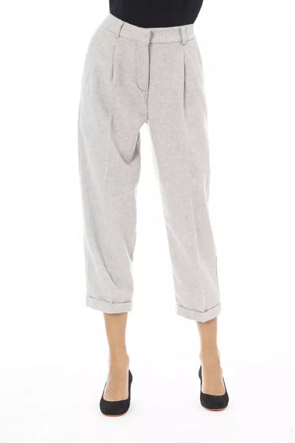 Alpha Studio Graue Wolle Frauen Hose
