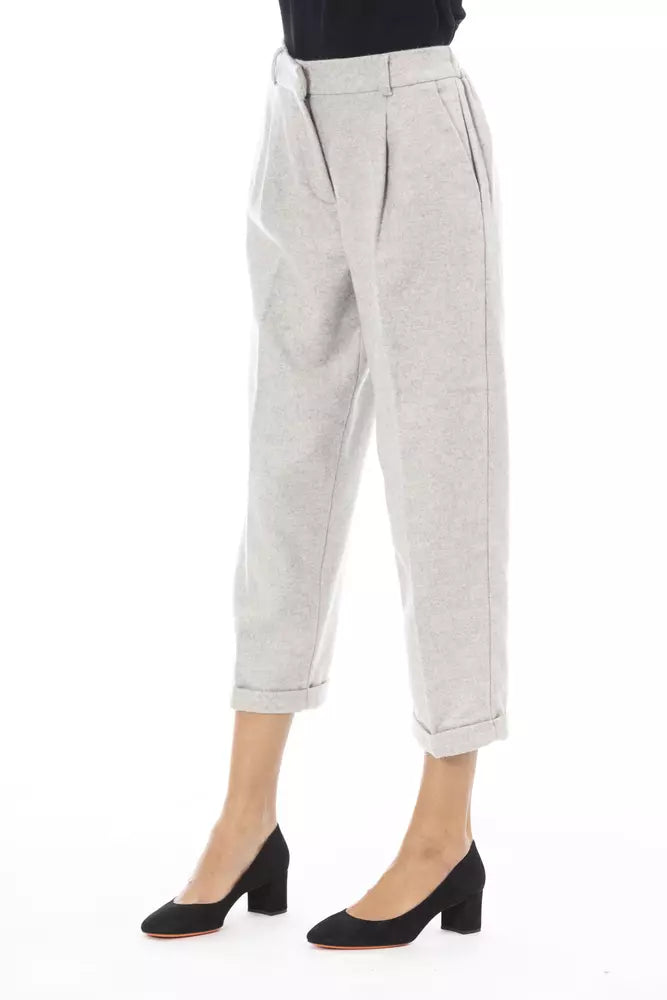 Alpha Studio Graue Wolle Frauen Hose