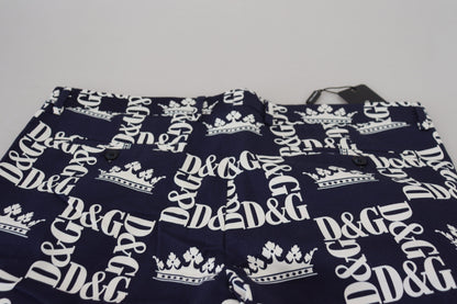 Dolce & Gabbana Blaue Chinos aus Baumwolle mit Logodruck Shorts