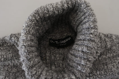 Dolce & Gabbana Grauer Wollstrick-Rollkragenpullover
