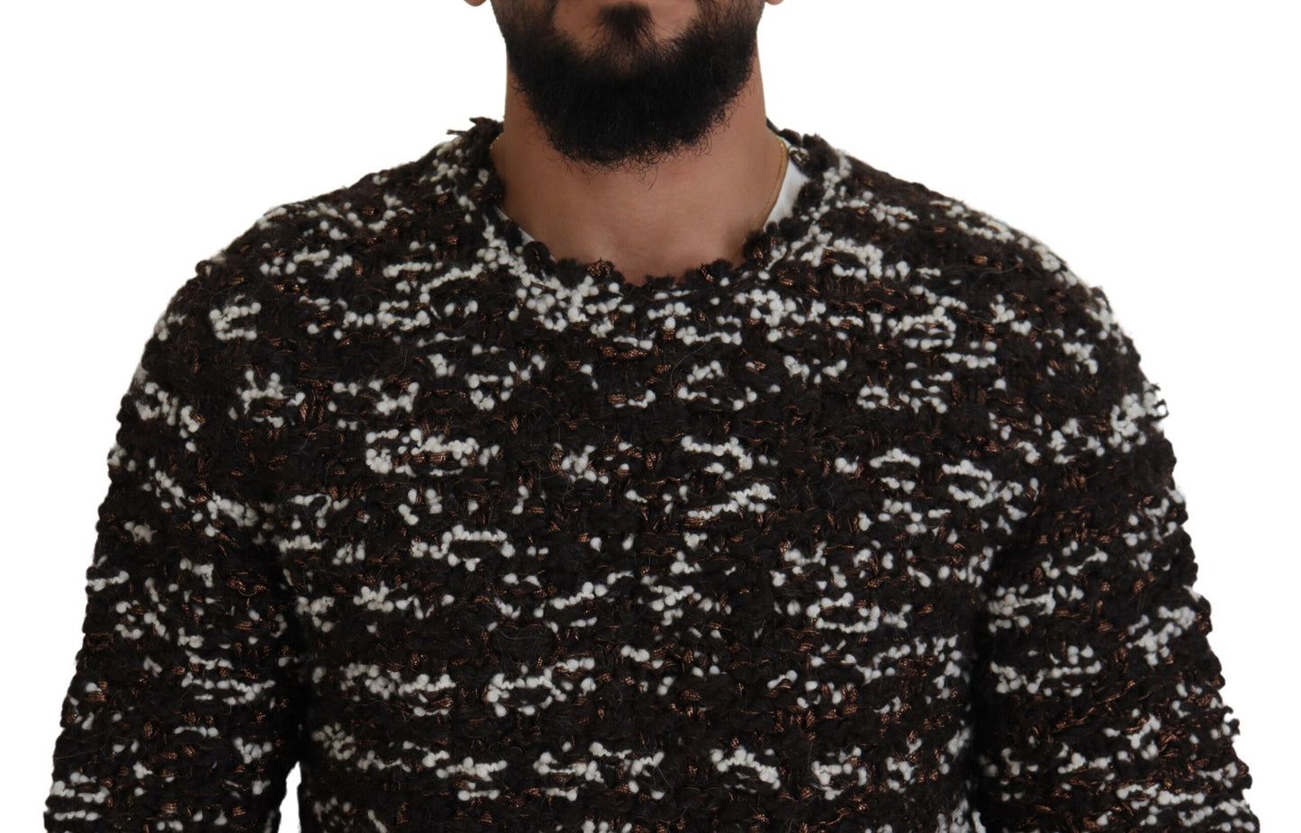 Dolce & Gabbana Brauner Pullover aus gestrickter Wolle Fatto A Mano