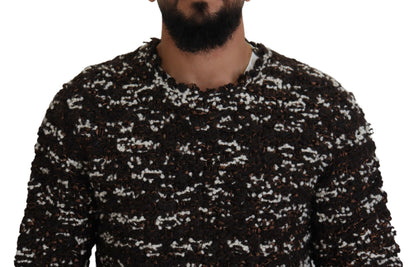 Dolce & Gabbana Brauner Pullover aus gestrickter Wolle Fatto A Mano