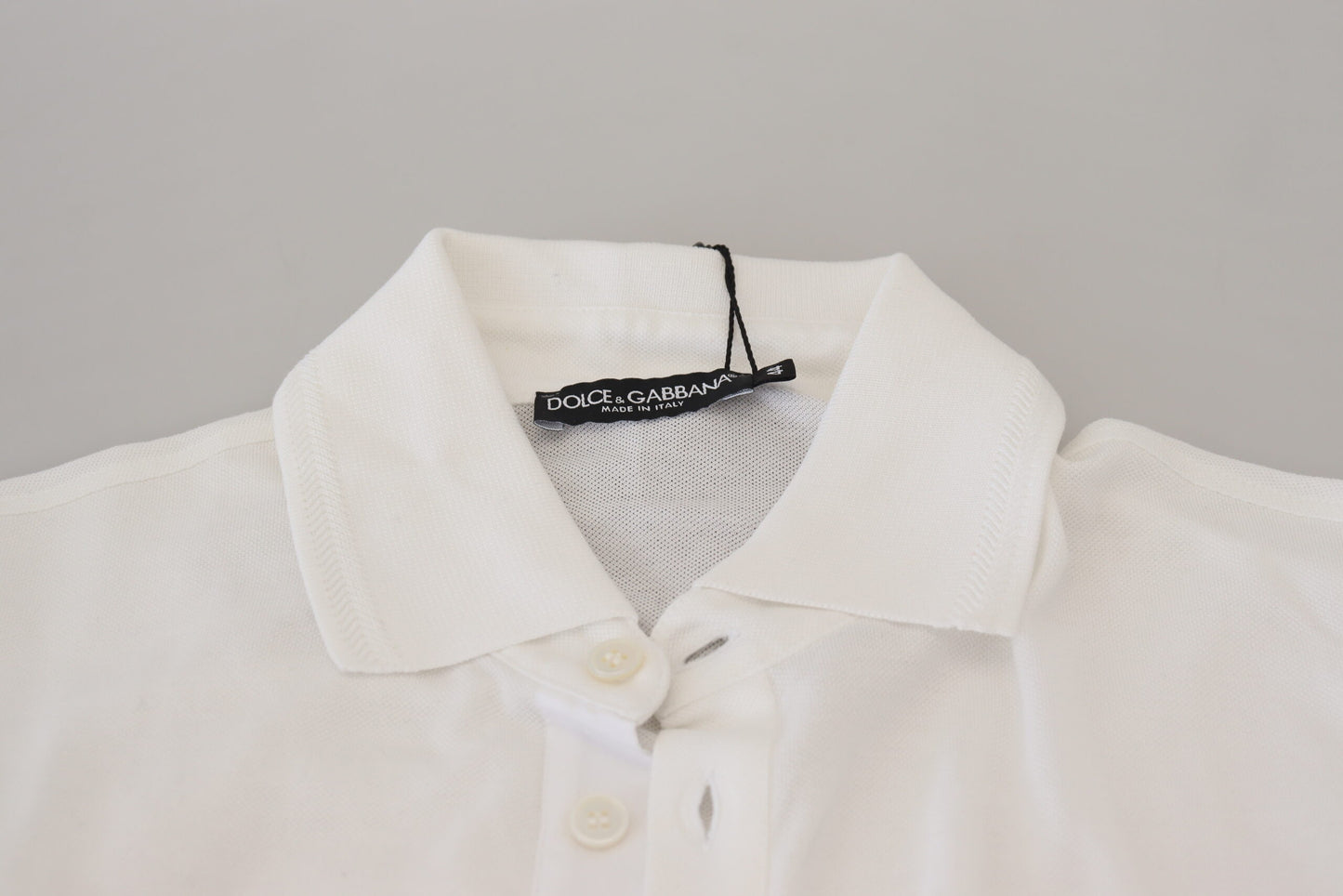Dolce & Gabbana Weißes Logo-Polo-T-Shirt aus Baumwolle mit kurzen Ärmeln