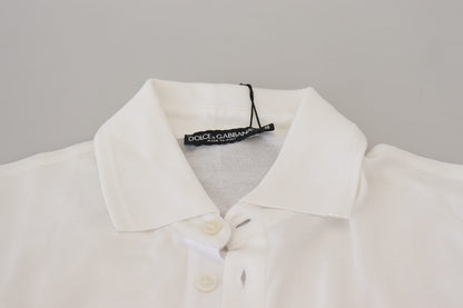 Dolce & Gabbana Weißes Logo-Polo-T-Shirt aus Baumwolle mit kurzen Ärmeln