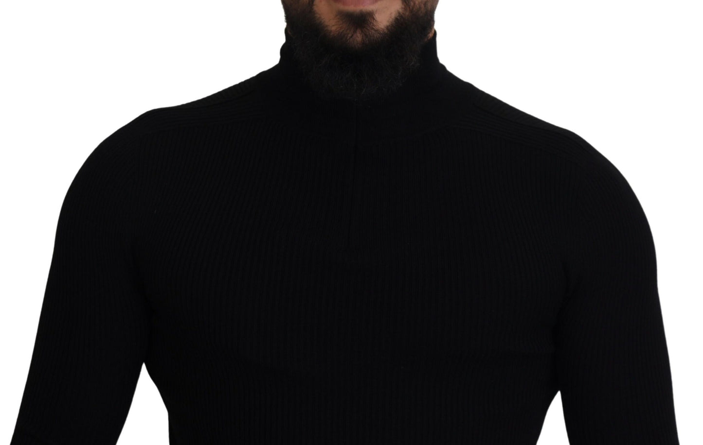Dolce & Gabbana Schwarzer Rollkragenpullover mit halbem Reißverschluss