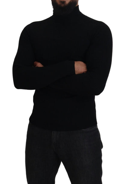 Dolce & Gabbana Schwarzer Rollkragenpullover mit halbem Reißverschluss