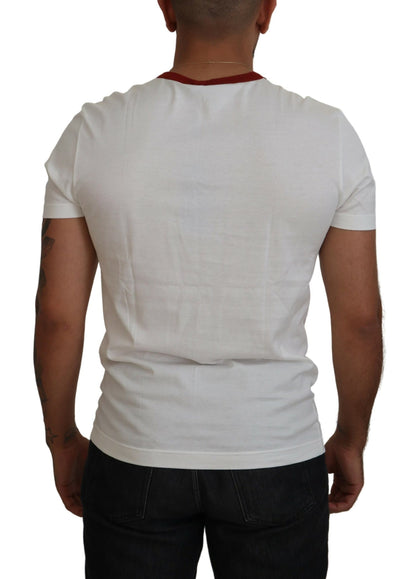 Dolce & Gabbana Weißes T-Shirt mit Rundhalsausschnitt und Logodruck aus Baumwolle