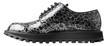 Dolce & Gabbana Schwarz Weiß Derby Lackleder Schuhe